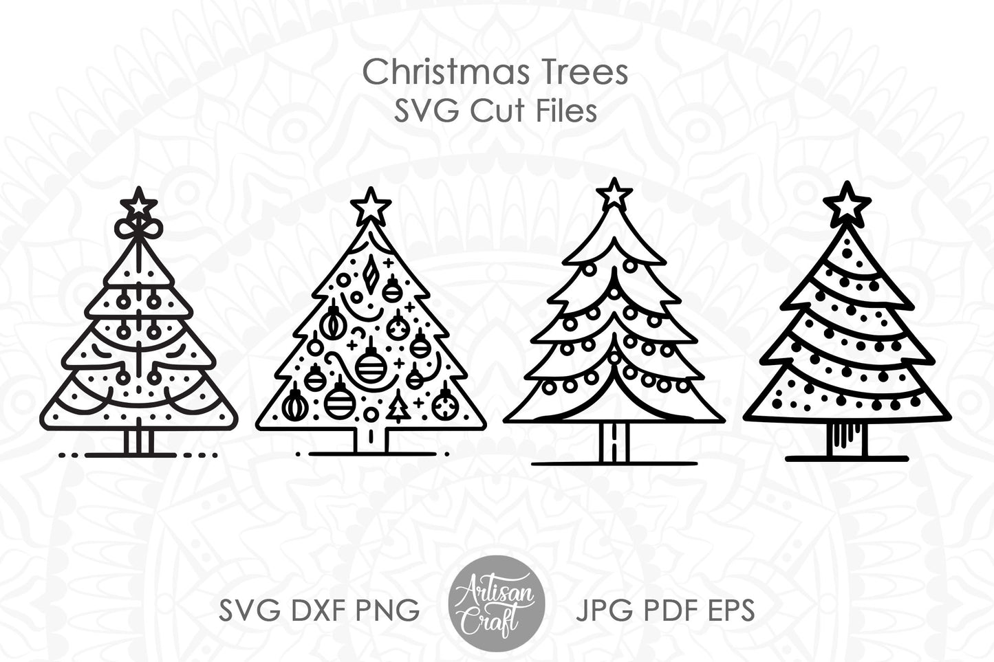 Christmas Tree SVG cut files, pine tree, decorated Christmas tree SVG, DXF files, minimalist décor