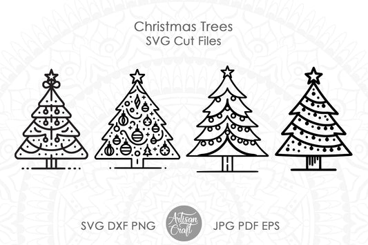 Christmas Tree SVG cut files, pine tree, decorated Christmas tree SVG, DXF files, minimalist décor