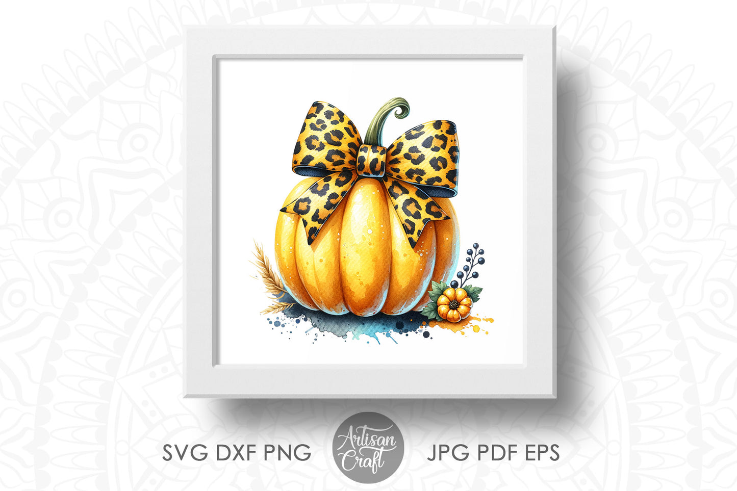 Fall Pumpkin with Coquette Bow in leopard print