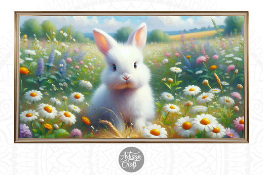 Easter bunny Frame TV art, cute bunny rabbit