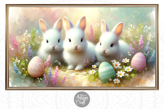 Easter bunny Frame TV art, Easter eggs