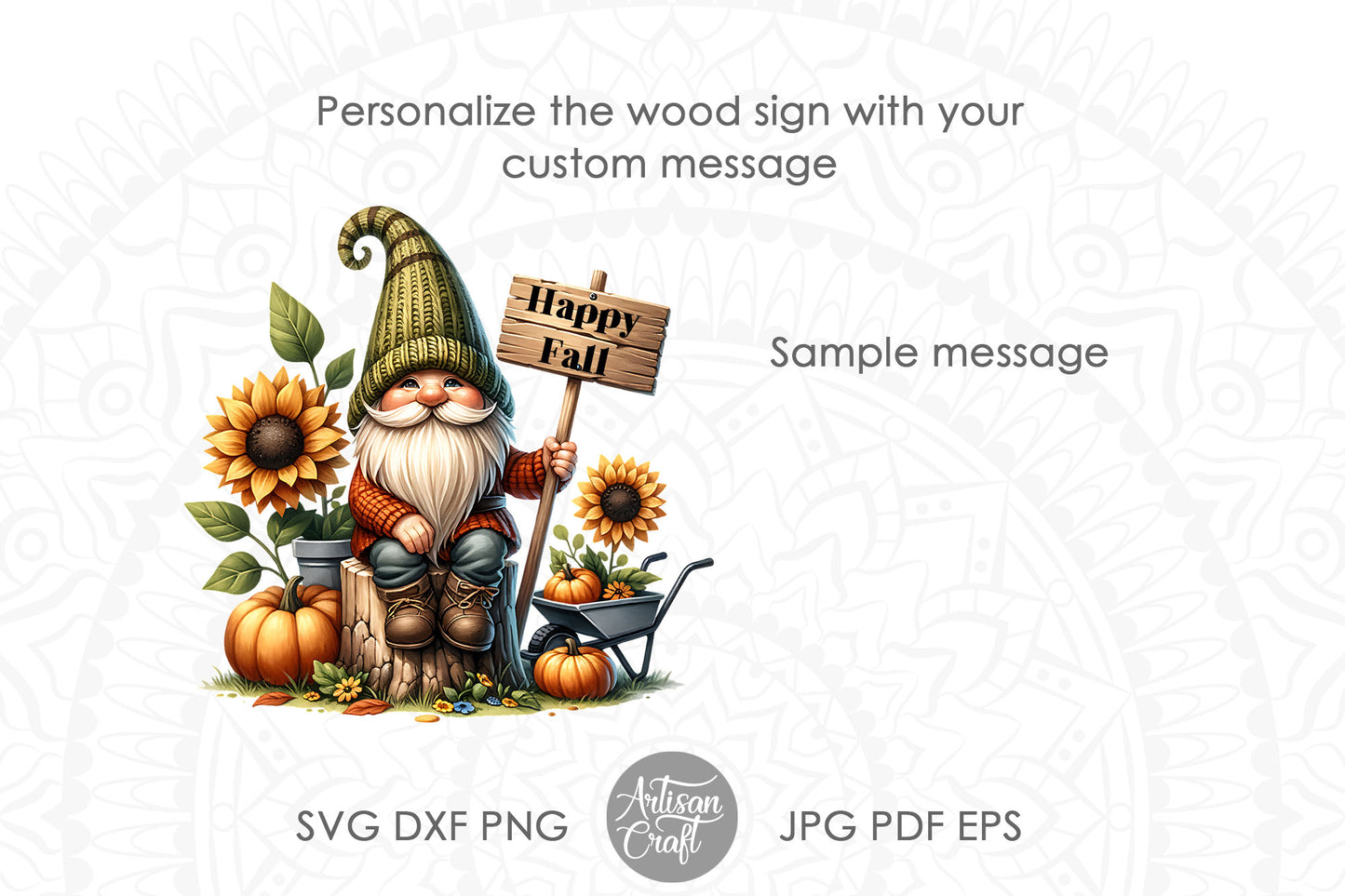 Gnome with sign, fall gnome clipart, thanksgiving gnome PNG