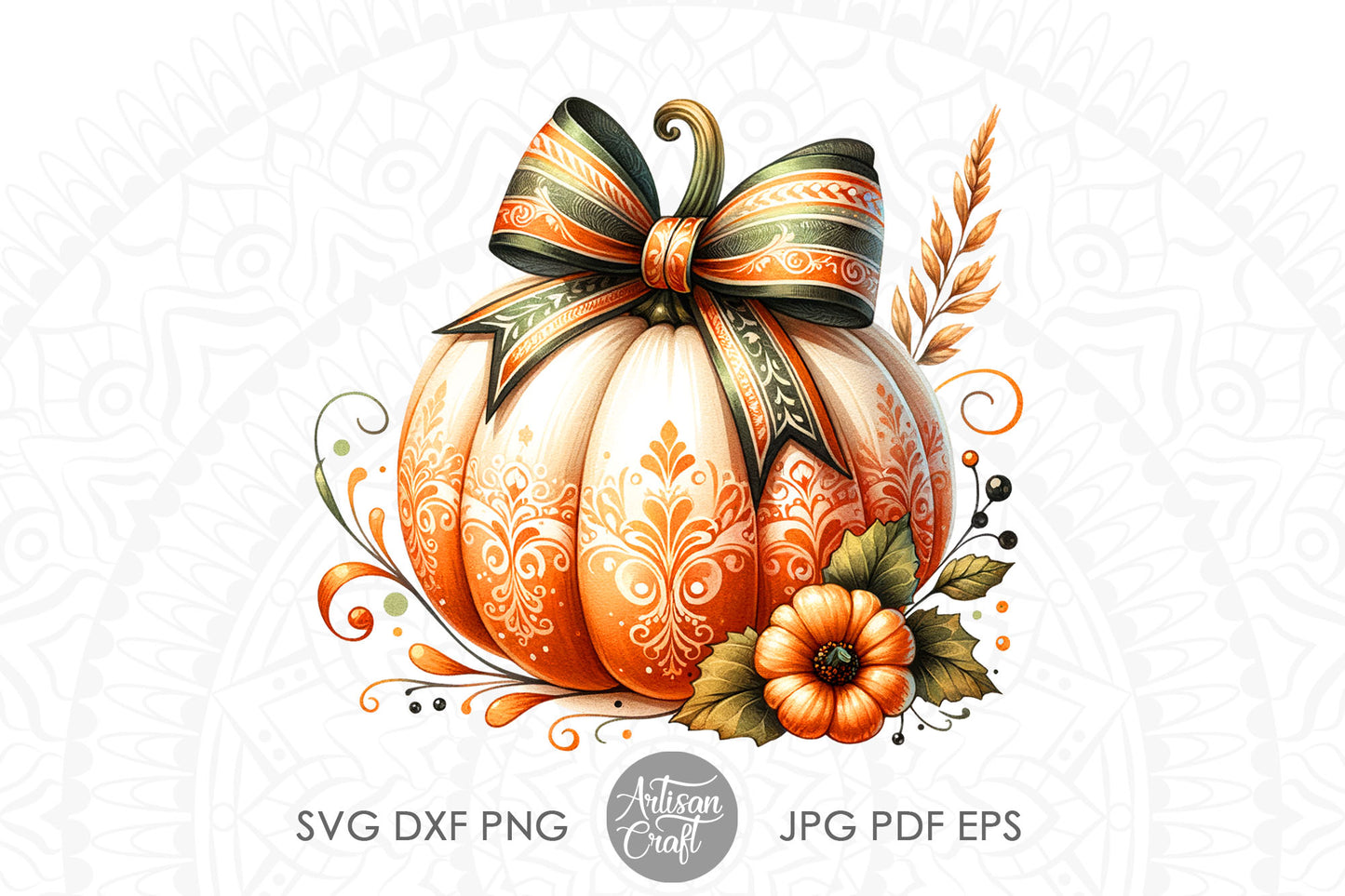 Pumpkin With Bow | Fall Coquette Bow | Fall Designs PNG