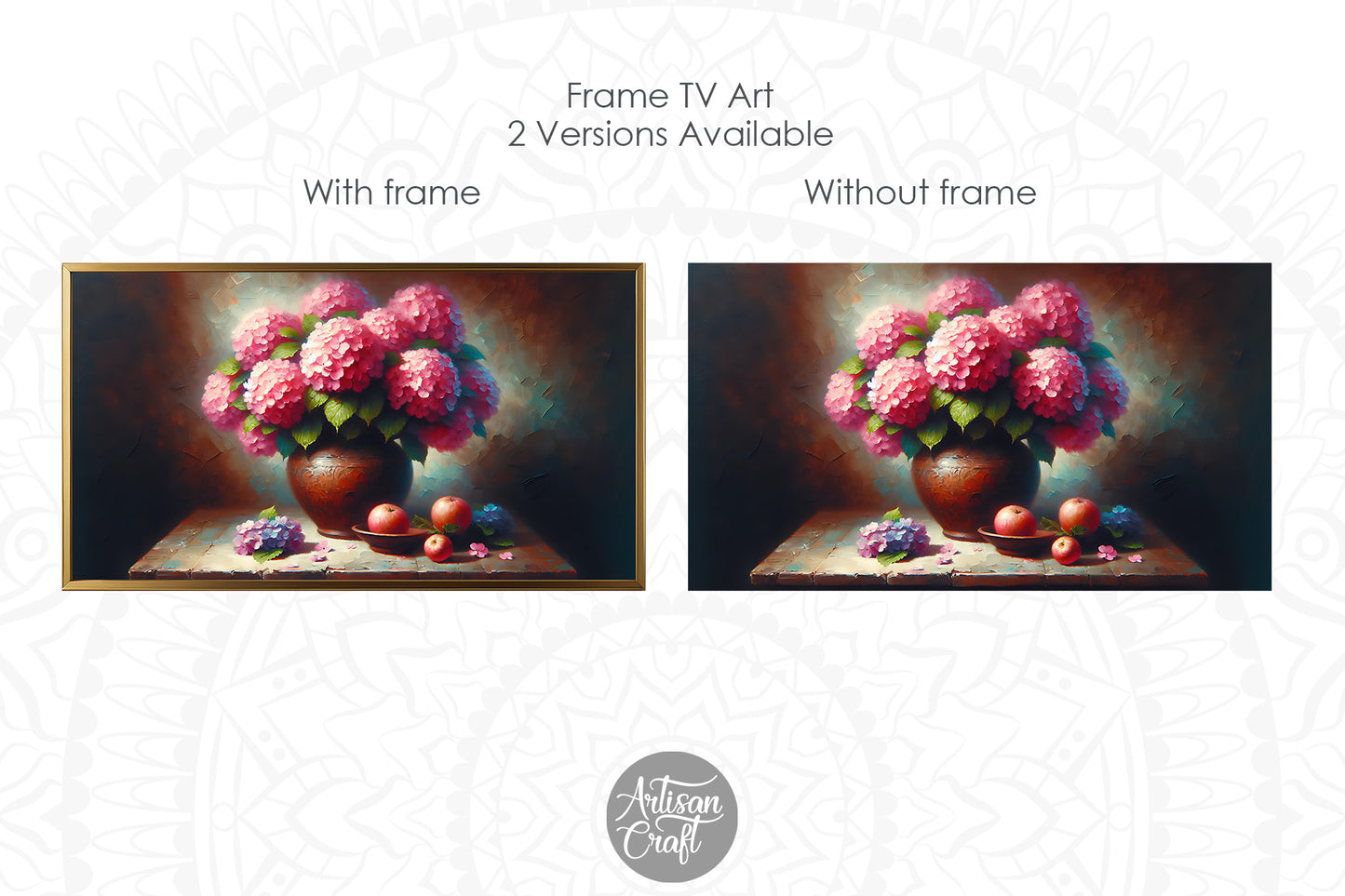 Pink Hydrangea flowers Frame TV art