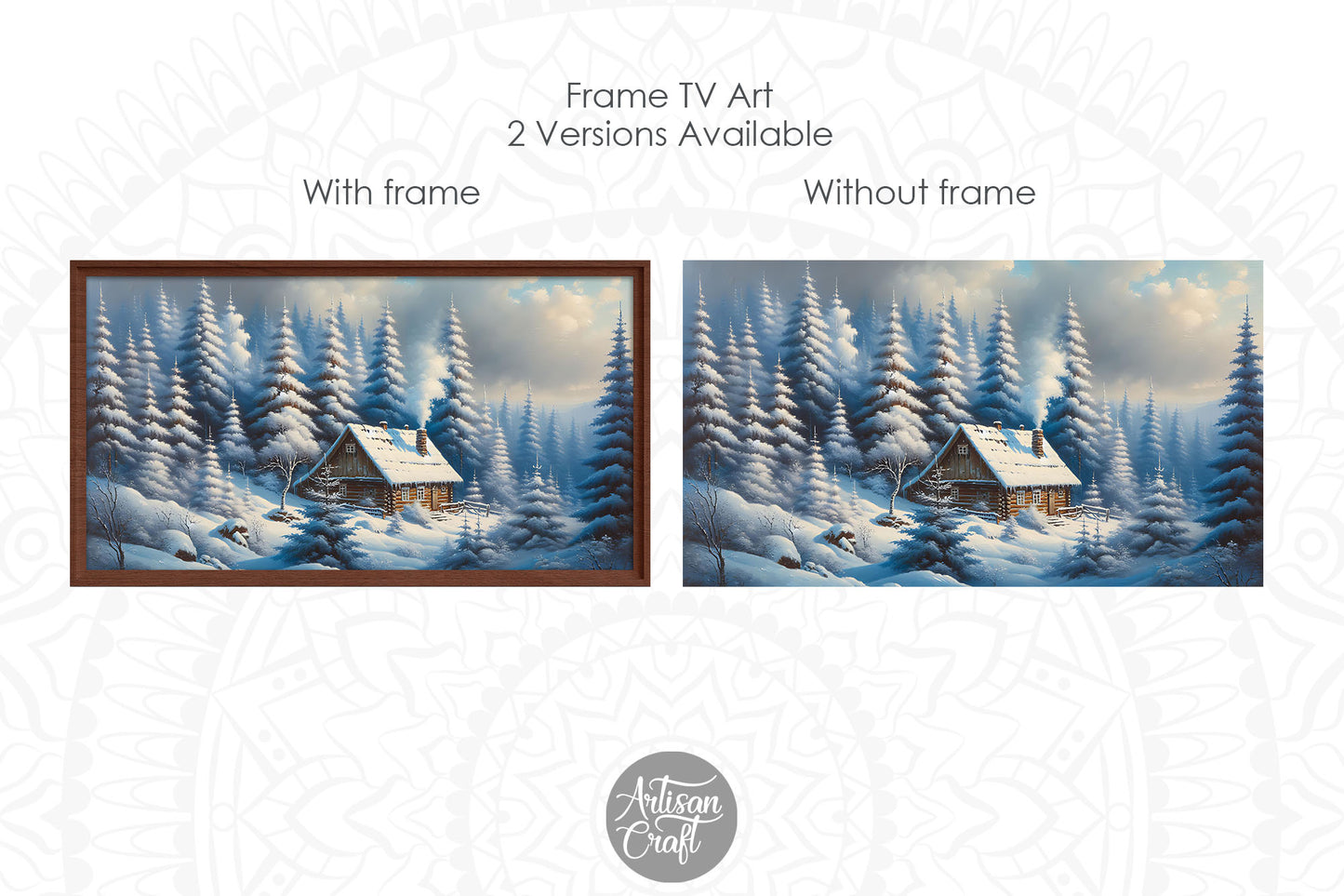 Winter Christmas Frame Tv Art, cottage in the forest