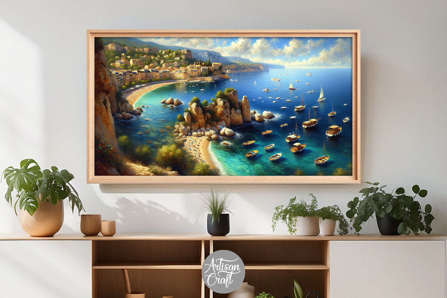 Beach Frame TV art, coastal Frame TV art, Mediterranean landscape