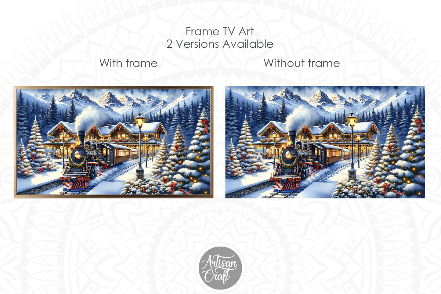 Vintage Christmas Train Frame TV Art