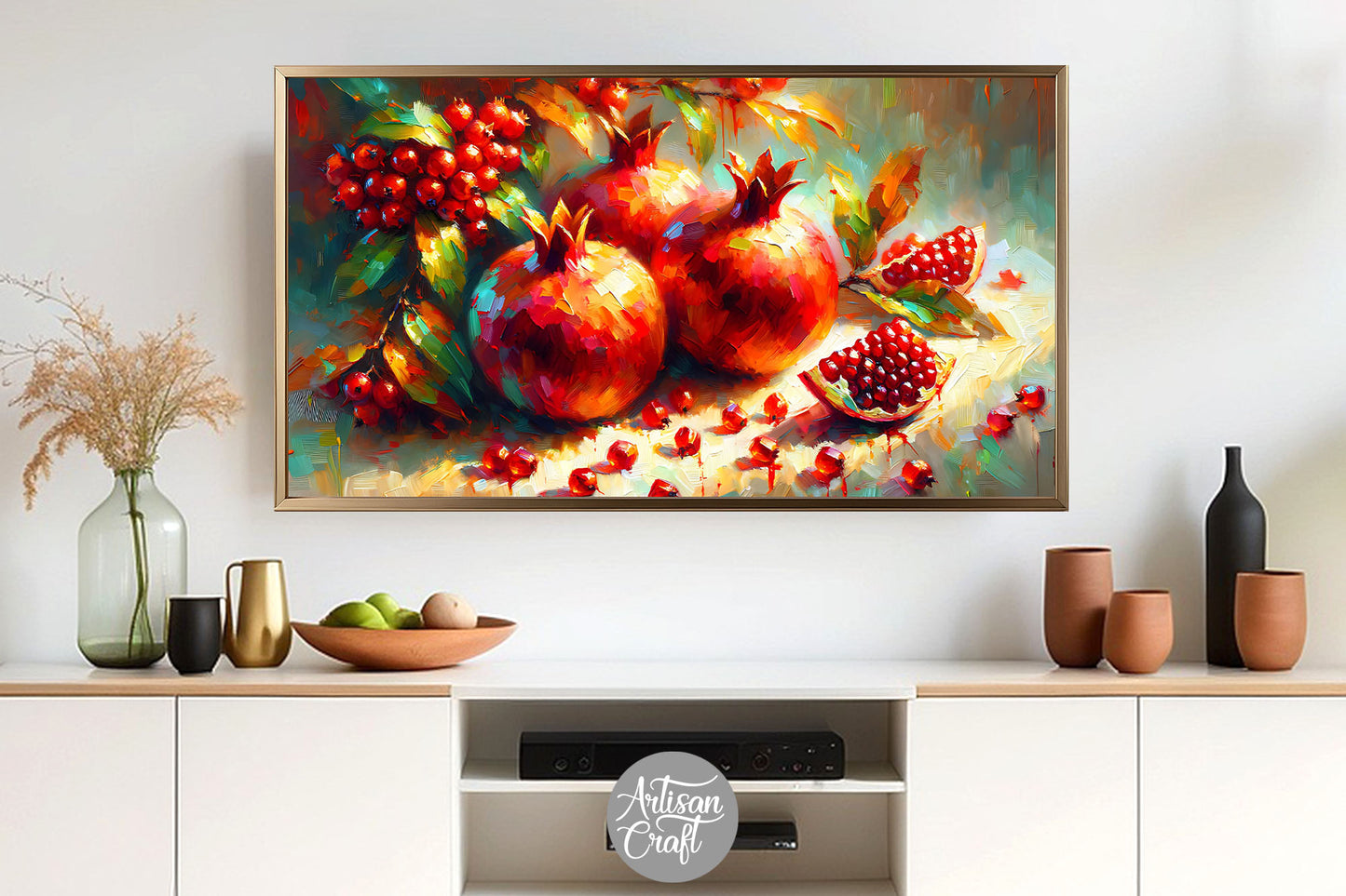 Pomegranate Frame TV art still life oil painting