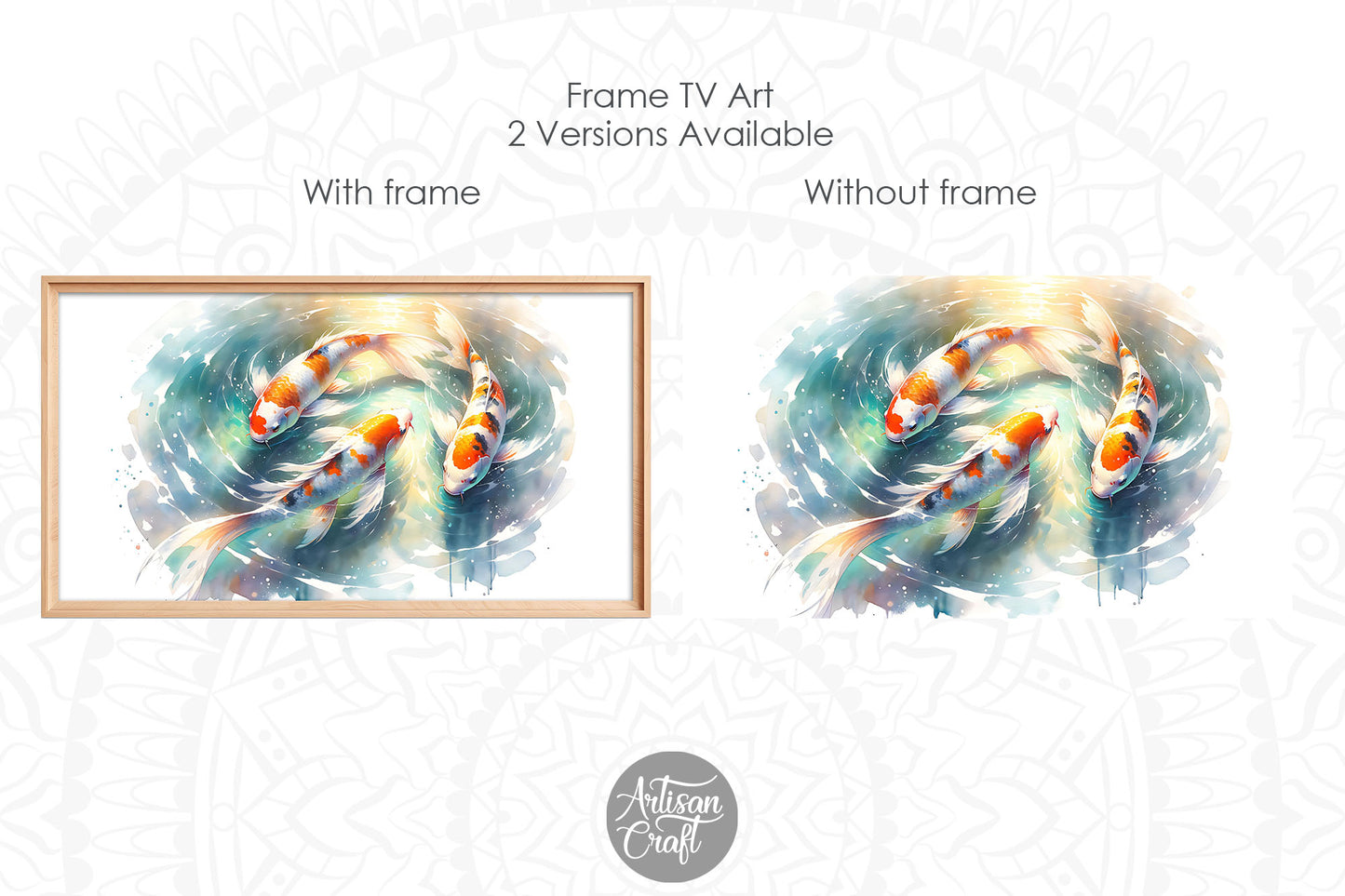 Koi fish watercolor painting, Frame Tv Art