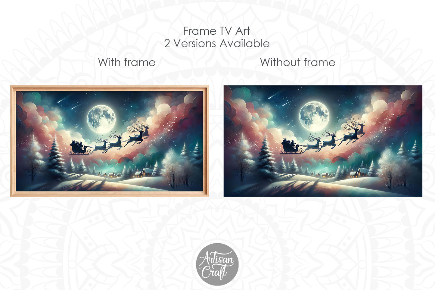 Santa flying Frame TV art, Christmas Frame TV art background