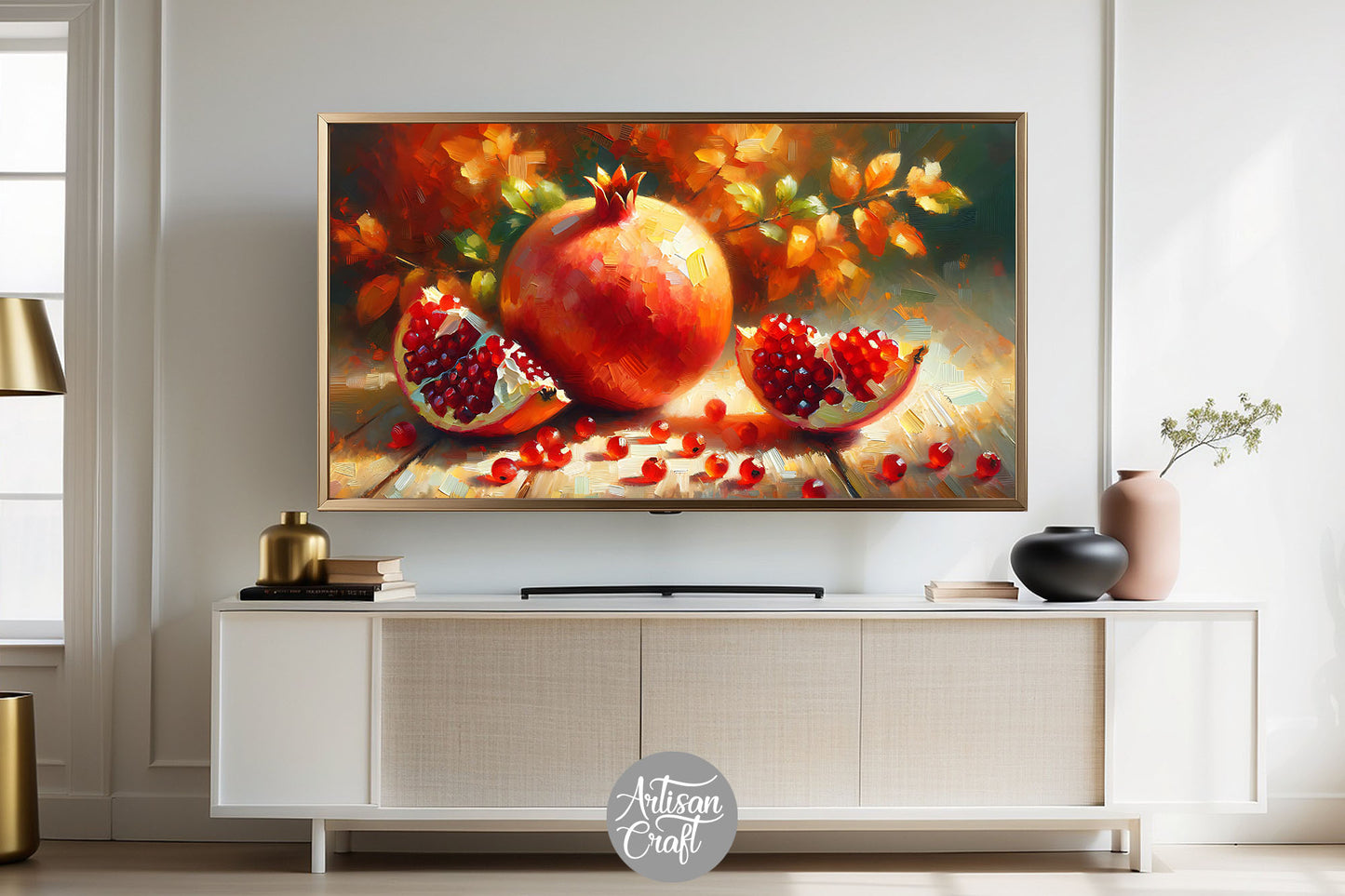 Pomegranate Frame TV art still life oil painting