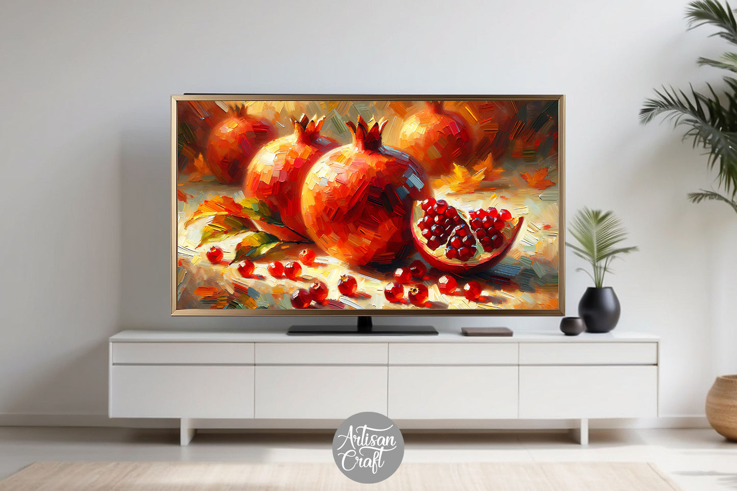 Pomegranate Frame TV art still life oil painting