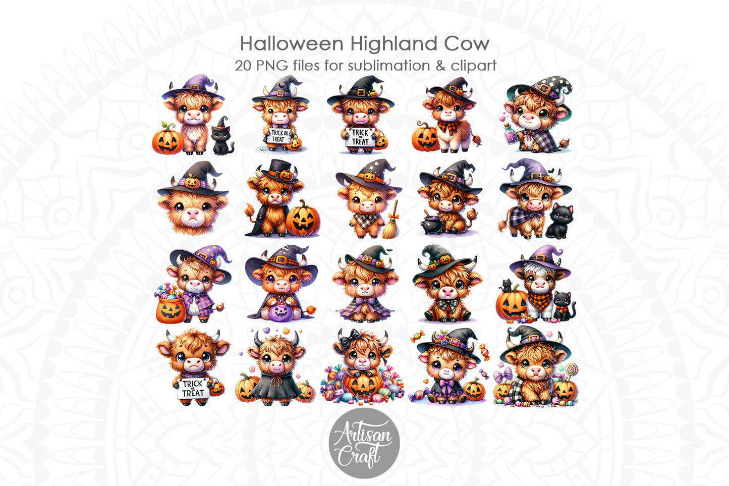 Halloween Baby Highland Cow Clipart