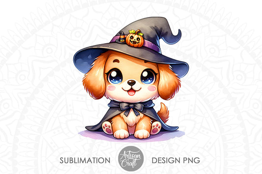 Halloween Dog Clip Art, Halloween puppy, watercolor clipart, PNG for sublimation, Spooky Dog Clip Art, cute dog clipart