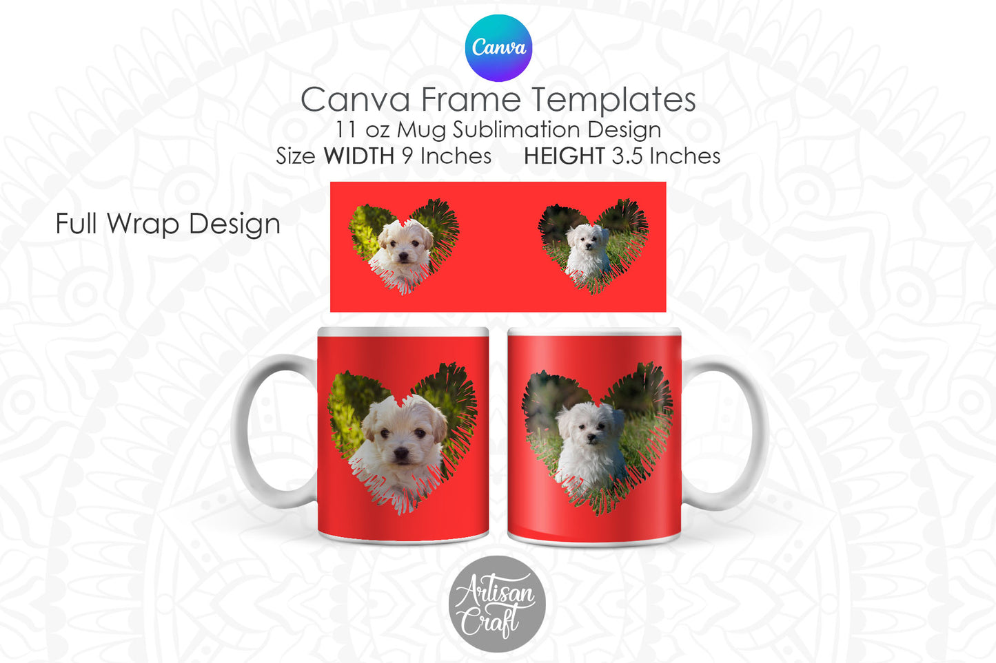 Canva Mug Template | Heart Photo Mug | doddle heart