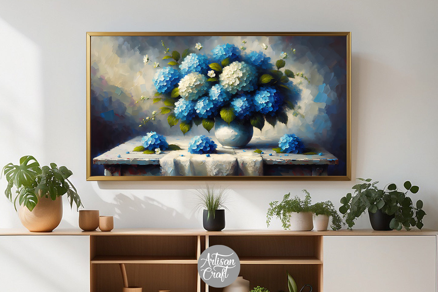 Blue Hydrangea Frame TV art