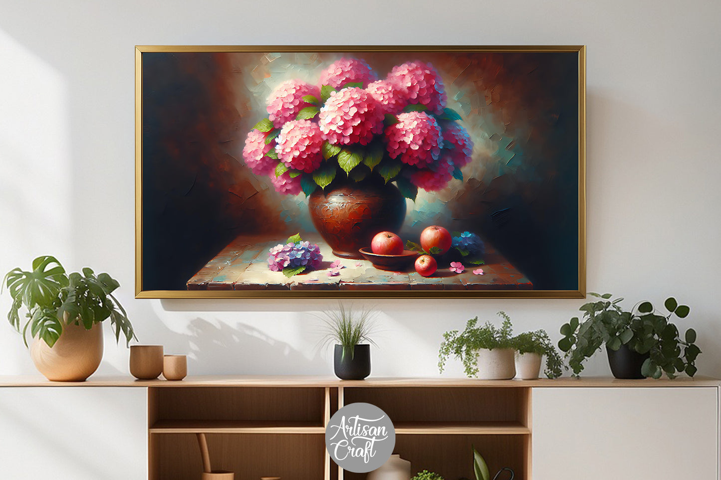 Pink Hydrangea flowers Frame TV art