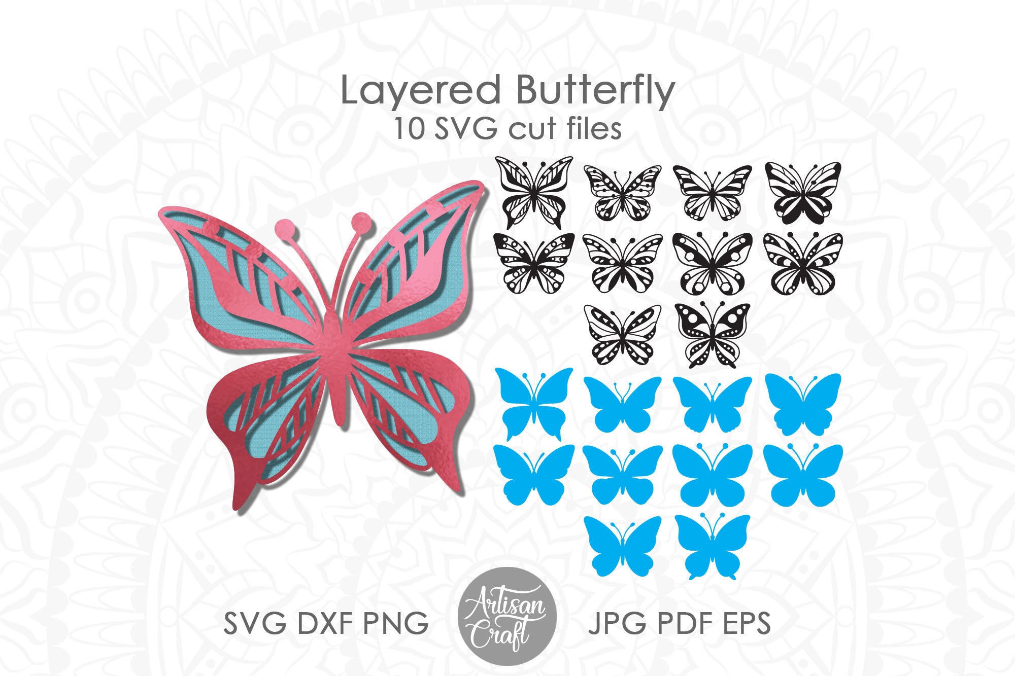 Layered Butterfly SVG cut files | 3D paper butterflies – Artisan Craft SVG