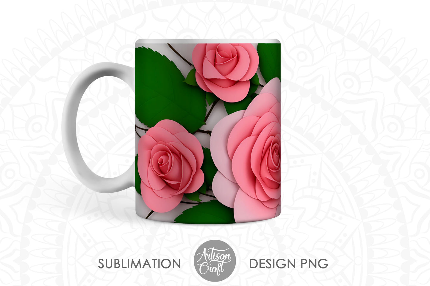 3D Roses, 3D mug wrap PNG
