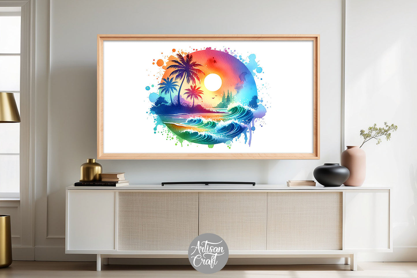 Tropical sunset beach Frame TV art