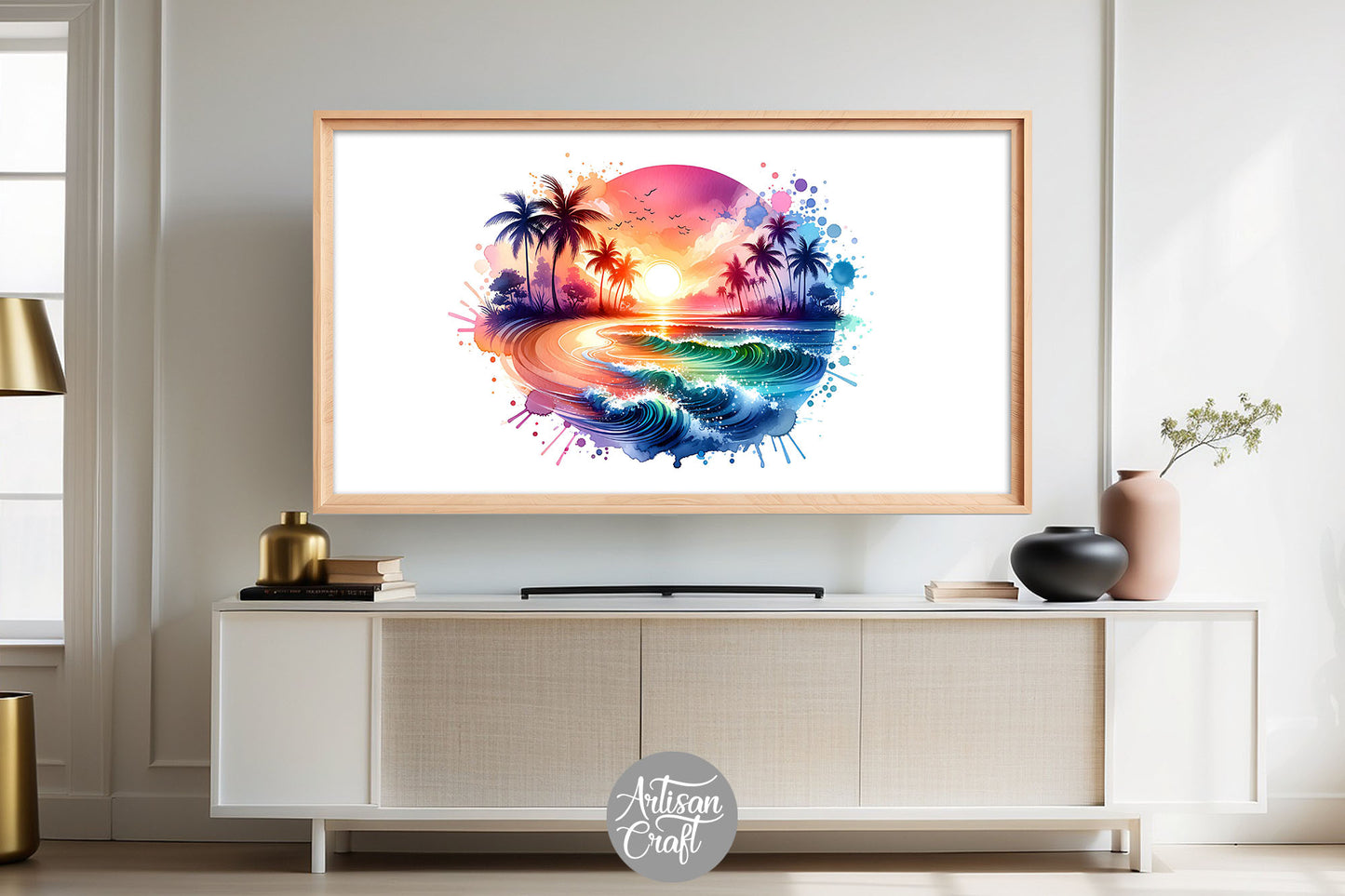 Tropical sunset beach Frame TV art