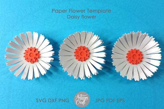 Daisy paper flower template, Paper Daisy SVG, Daisy Template