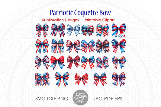 Patriotic Coquette Bows PNG Bundle