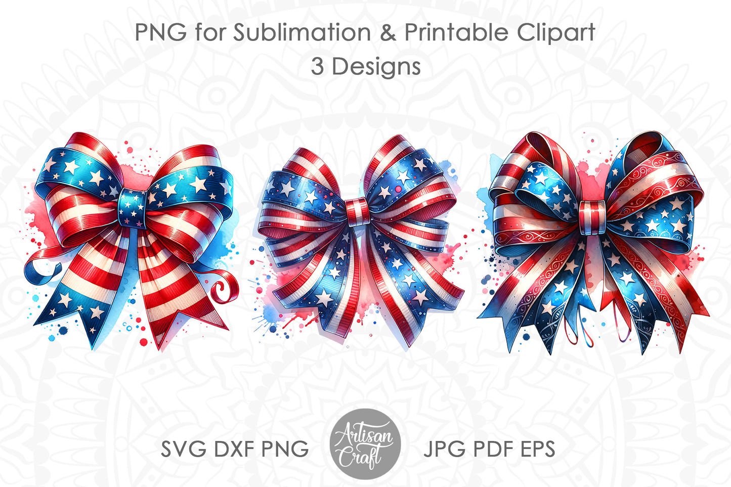 Patriotic Coquette Bows, Coquette Flag Bow PNG