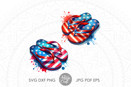 Patriotic flip flops | Stars and Stripes | Sublimation PNG