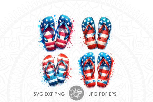 Patriotic flip flops | red white and blue | American Summer