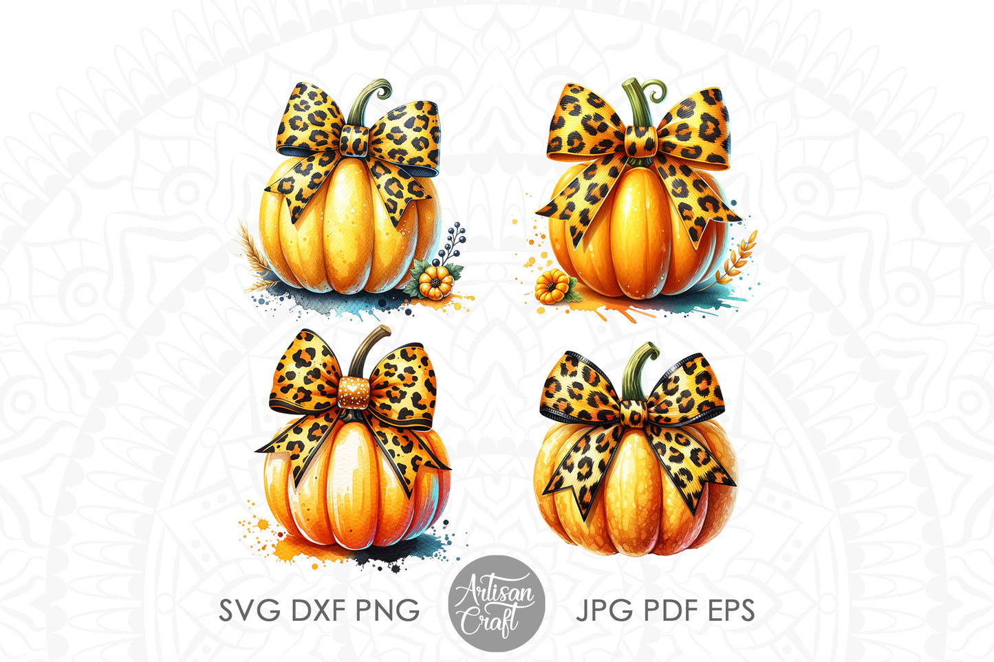 Fall Pumpkin with Coquette Bow in leopard print