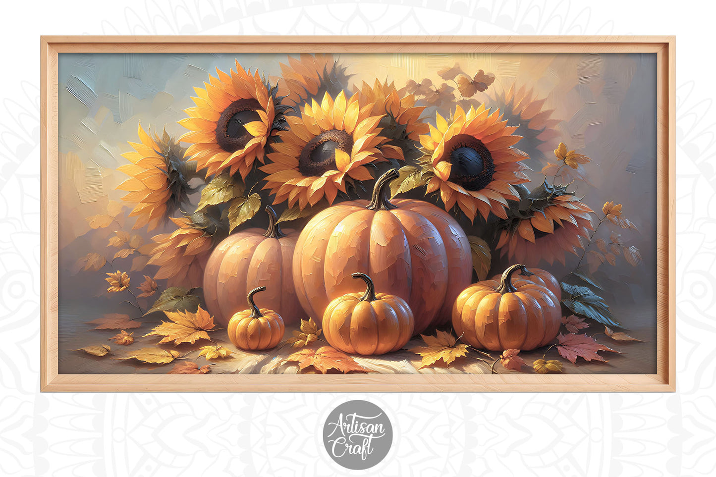 Fall Frame TV art, Pumpkin patch TV art, sunflowers