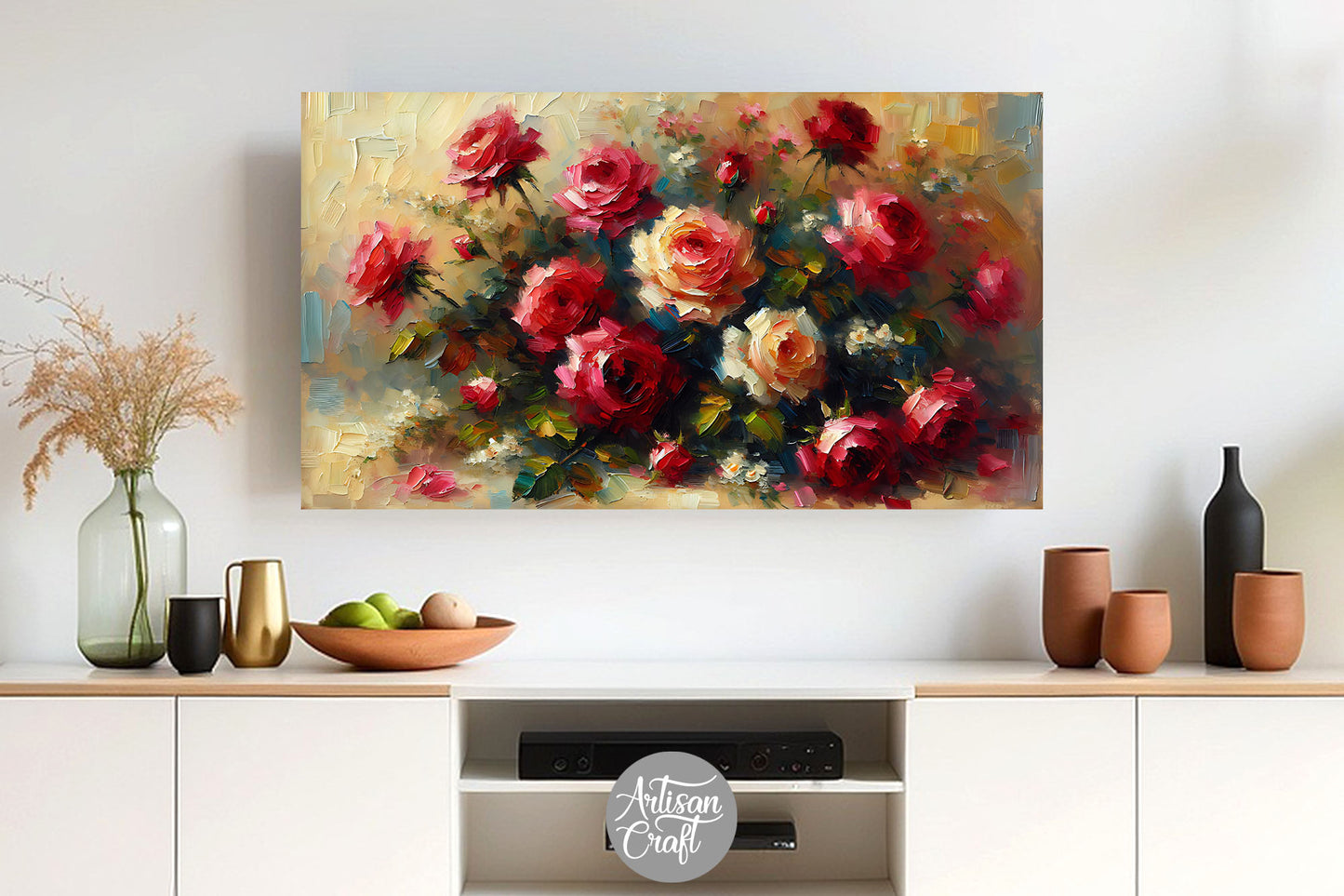 Red rose Frame TV art, Valentine Frame TV art, red rose painting