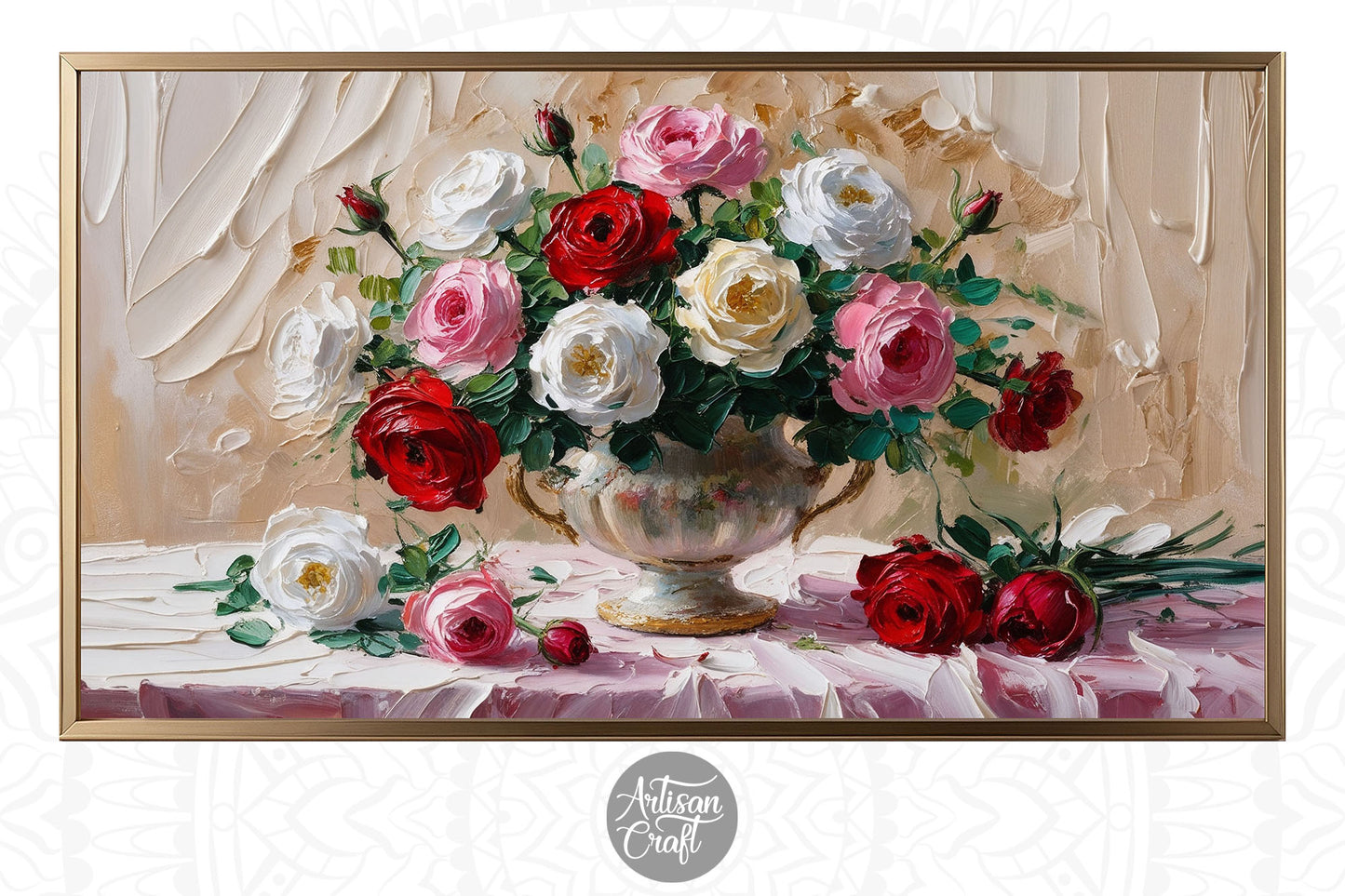 Rose frame TV art, impressionist TV art