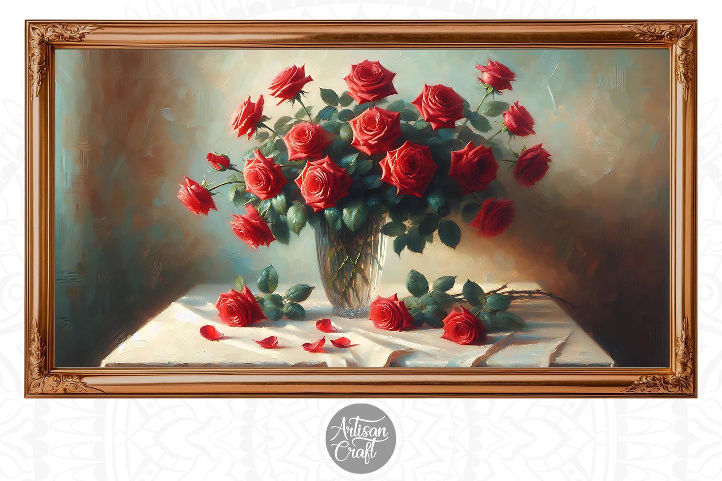 Rose in glass vase Frame TV art