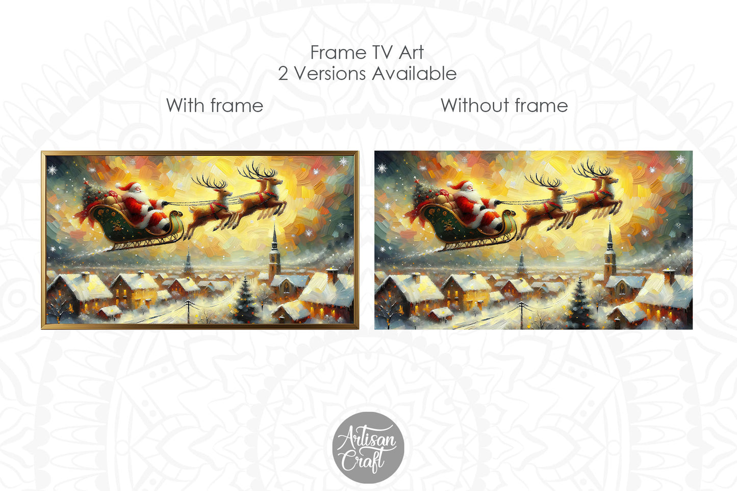 Santa flying Frame TV art, Christmas Frame TV art