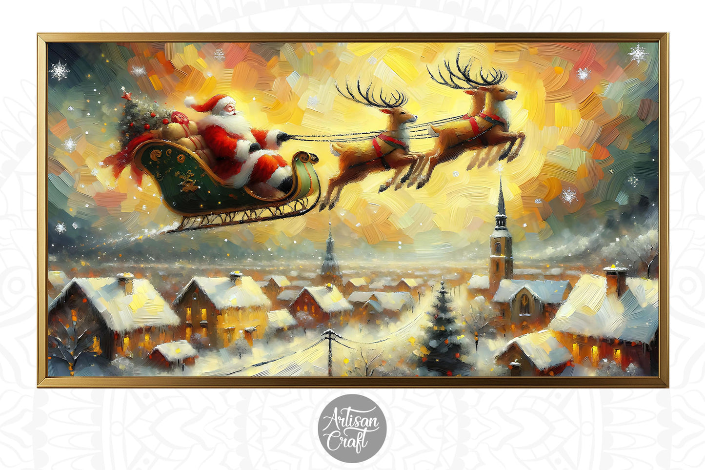 Santa flying Frame TV art, Christmas Frame TV art