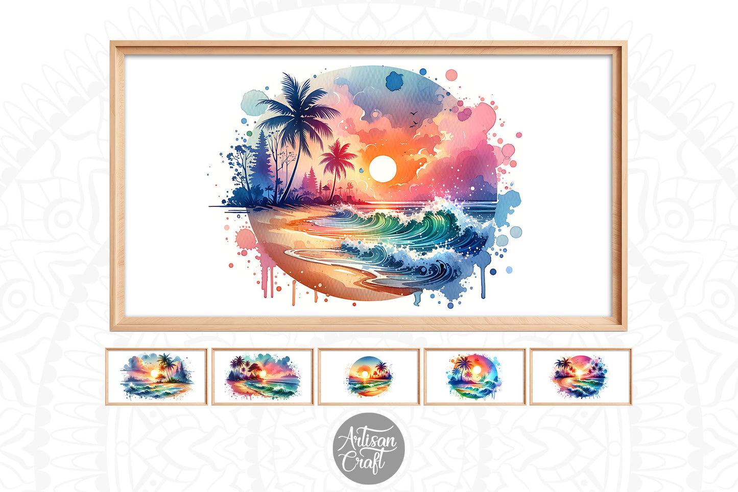 Tropical sunset beach Frame TV art