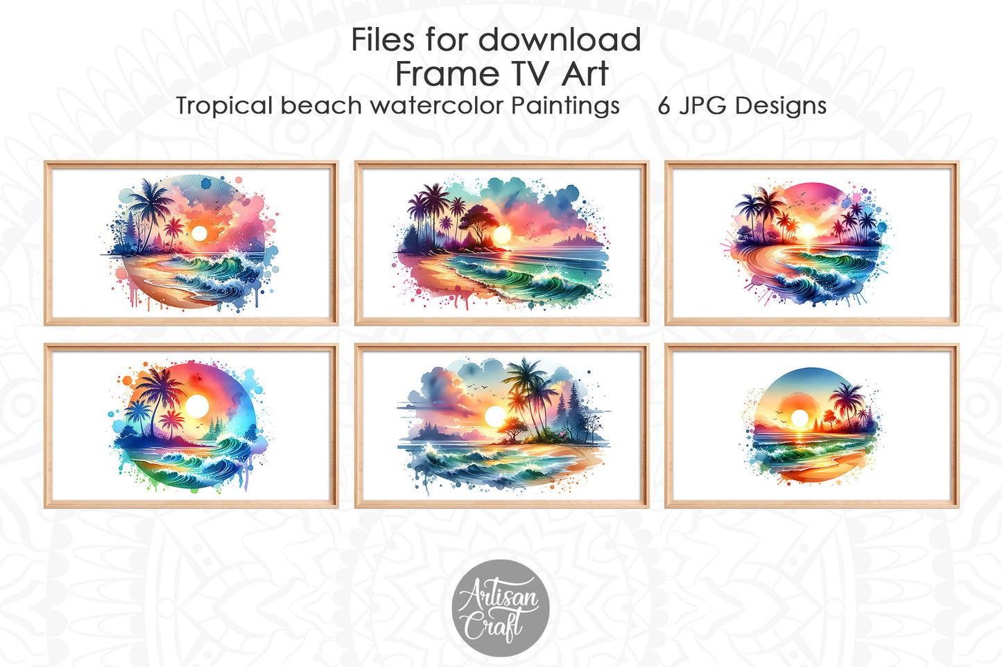 Tropical sunset beach Frame TV art