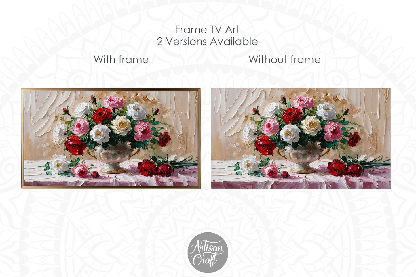 Rose frame TV art, impressionist TV art