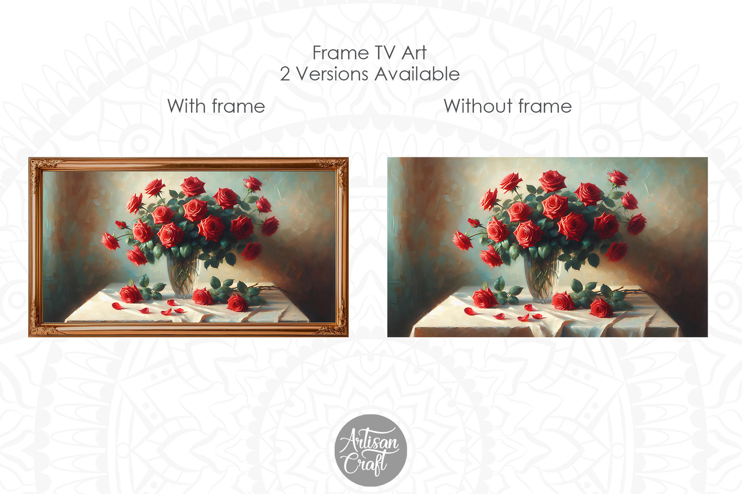 Rose in glass vase Frame TV art