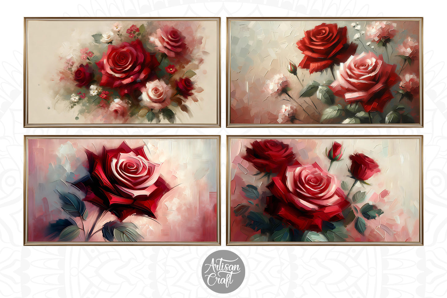 Roses Frame TV art, bouquet of red roses, Valentine Frame TV art