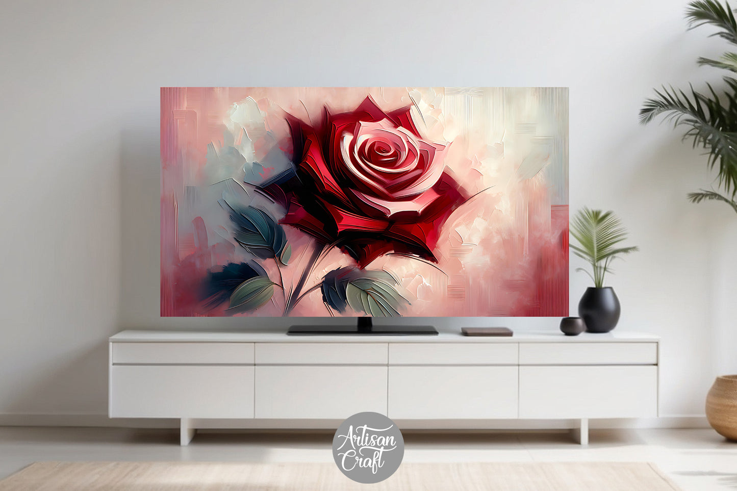 Roses Frame TV art, bouquet of red roses, Valentine Frame TV art