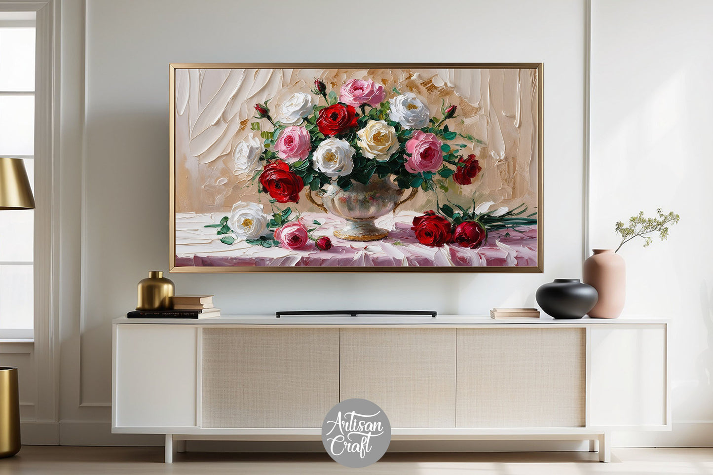 Rose frame TV art, impressionist TV art