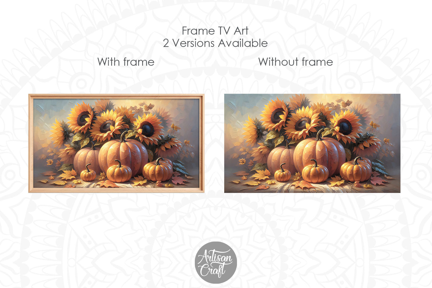 Fall Frame TV art, Pumpkin patch TV art, sunflowers