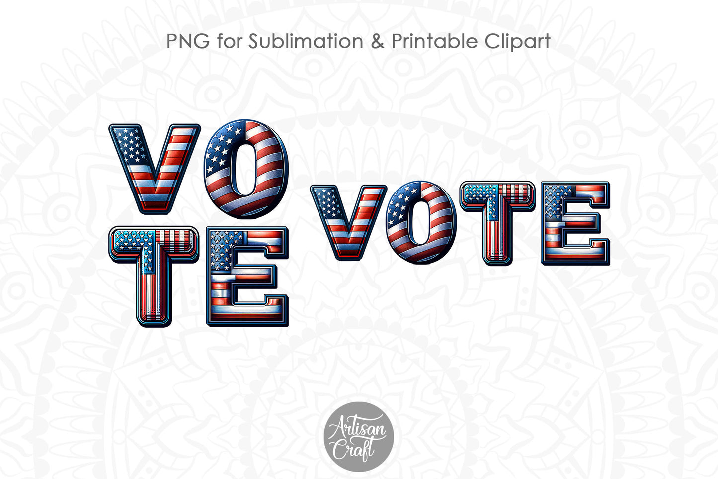 Vote PNG, American Election, 3D alphabet