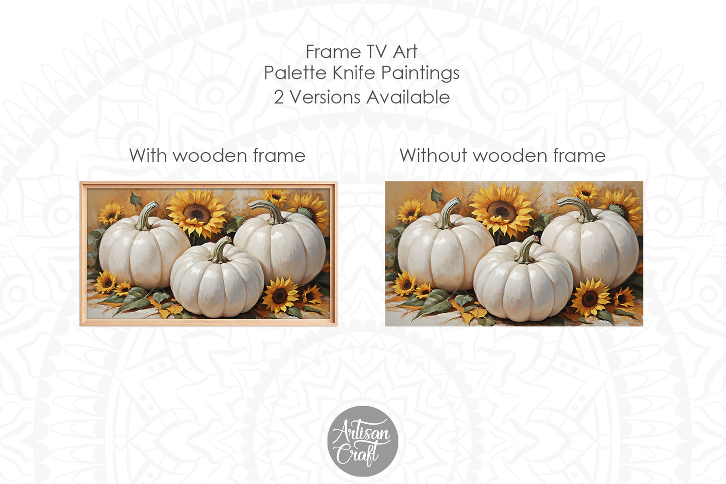 Pumpkins with sunflowers frame TV art, Frame TV art