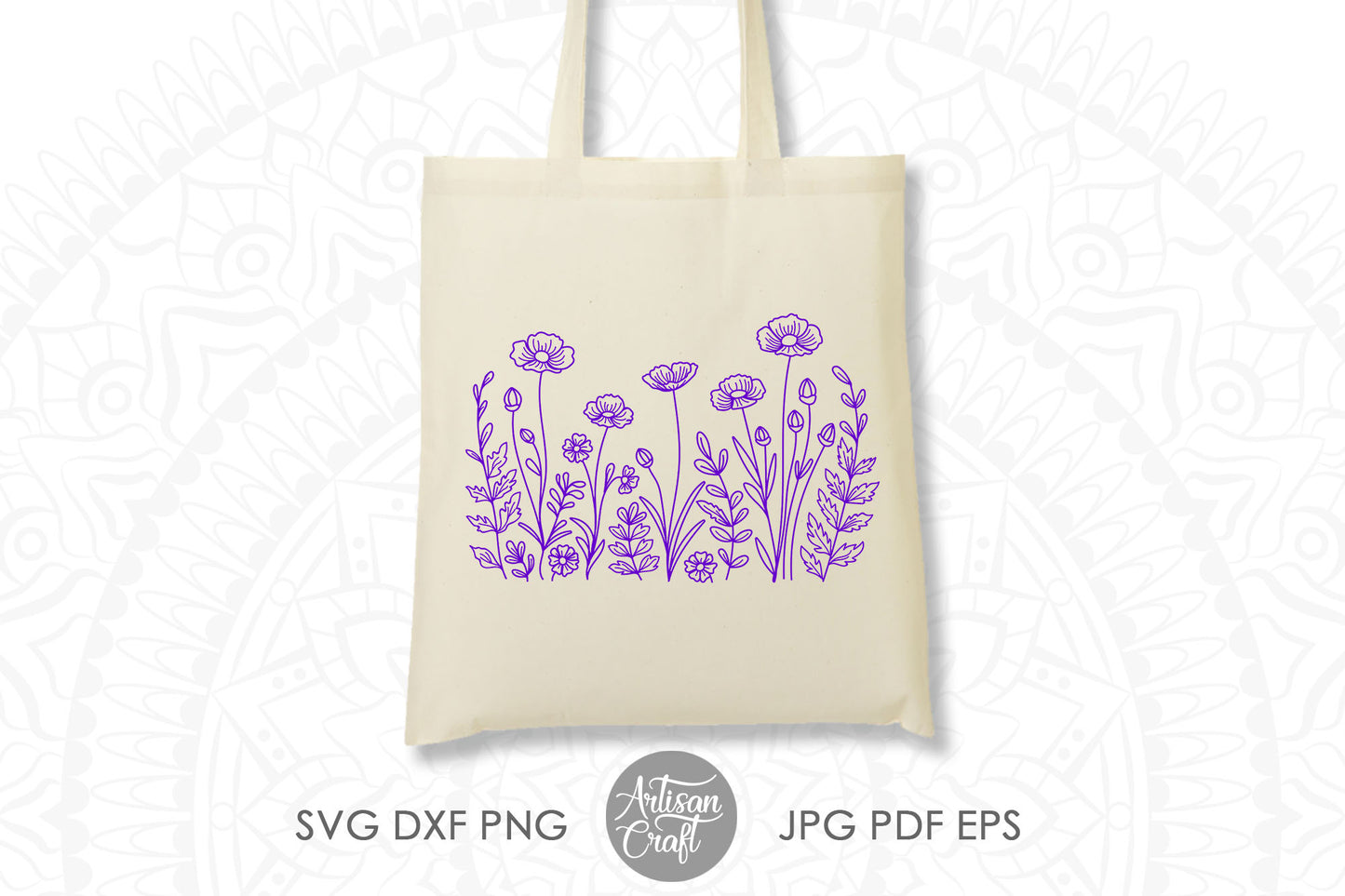 Wildflowers SVG, buttercup flower SVG, Wildflower Field, Floral Line Drawing