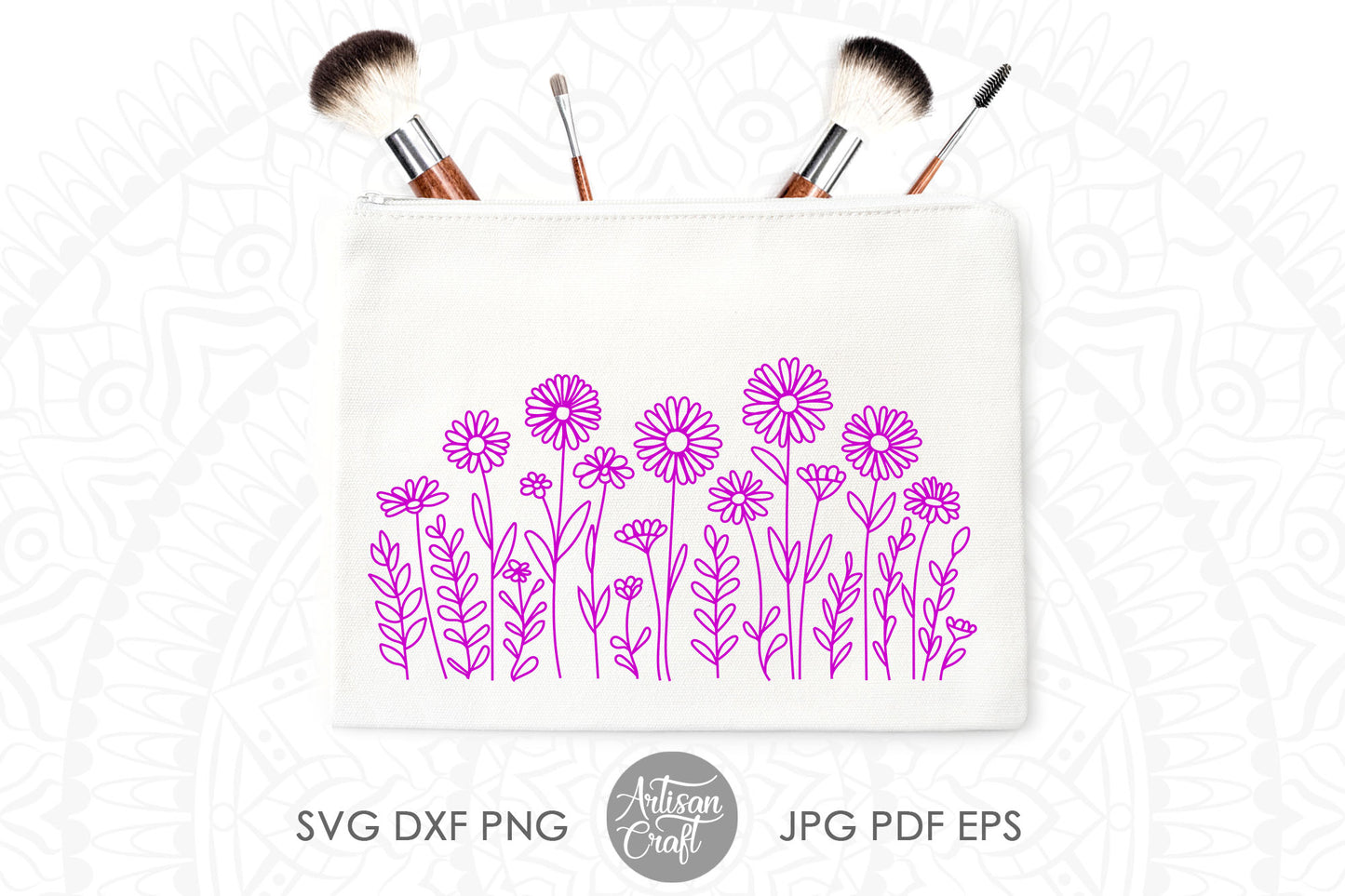 Wildflower SVG | Daisy Border | Line Art | Field of Flowers