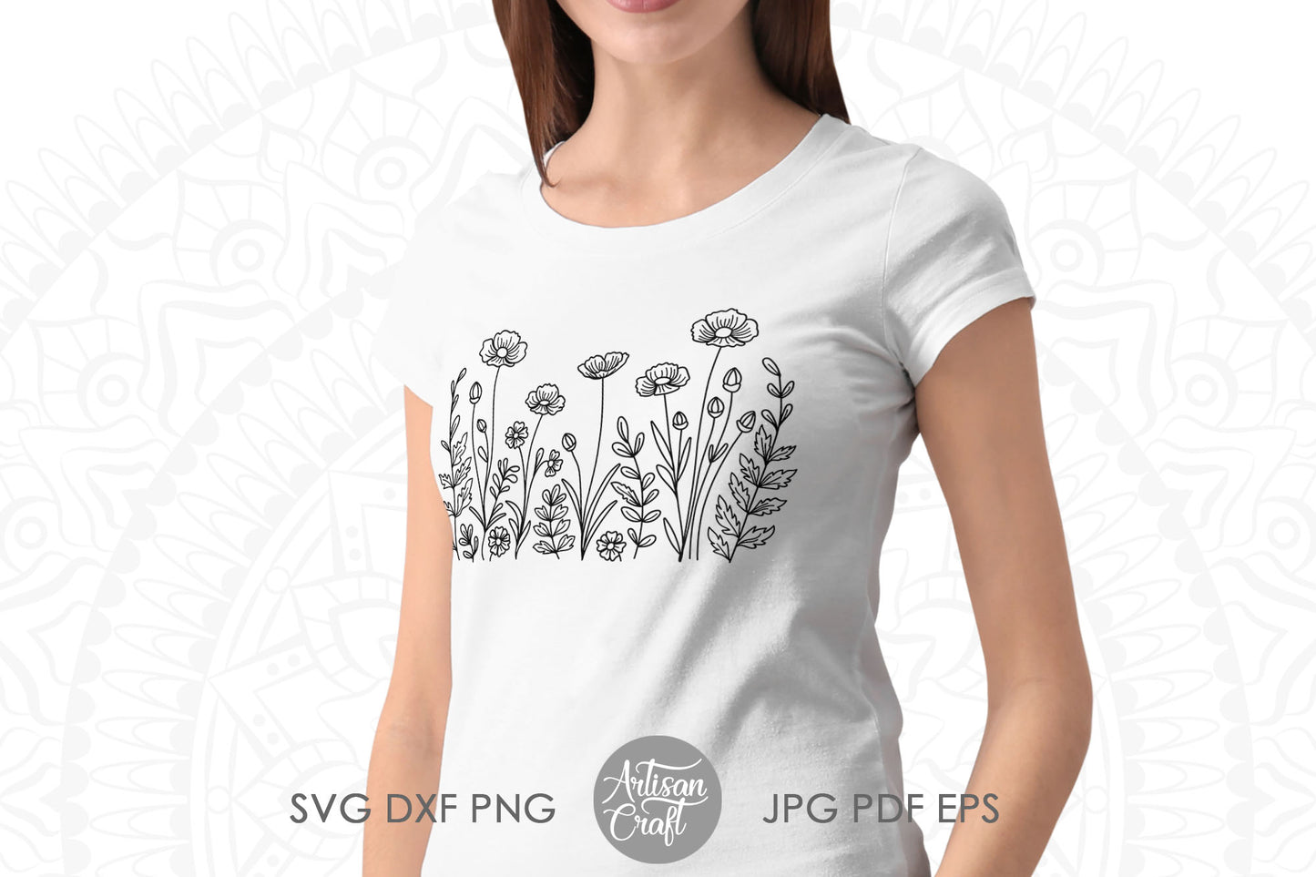 Wildflowers SVG, buttercup flower SVG, Wildflower Field, Floral Line Drawing